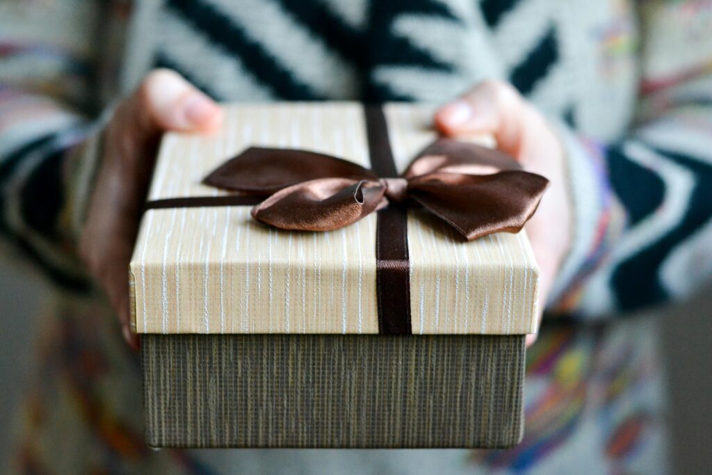 Gift Box with Brown Ribbon